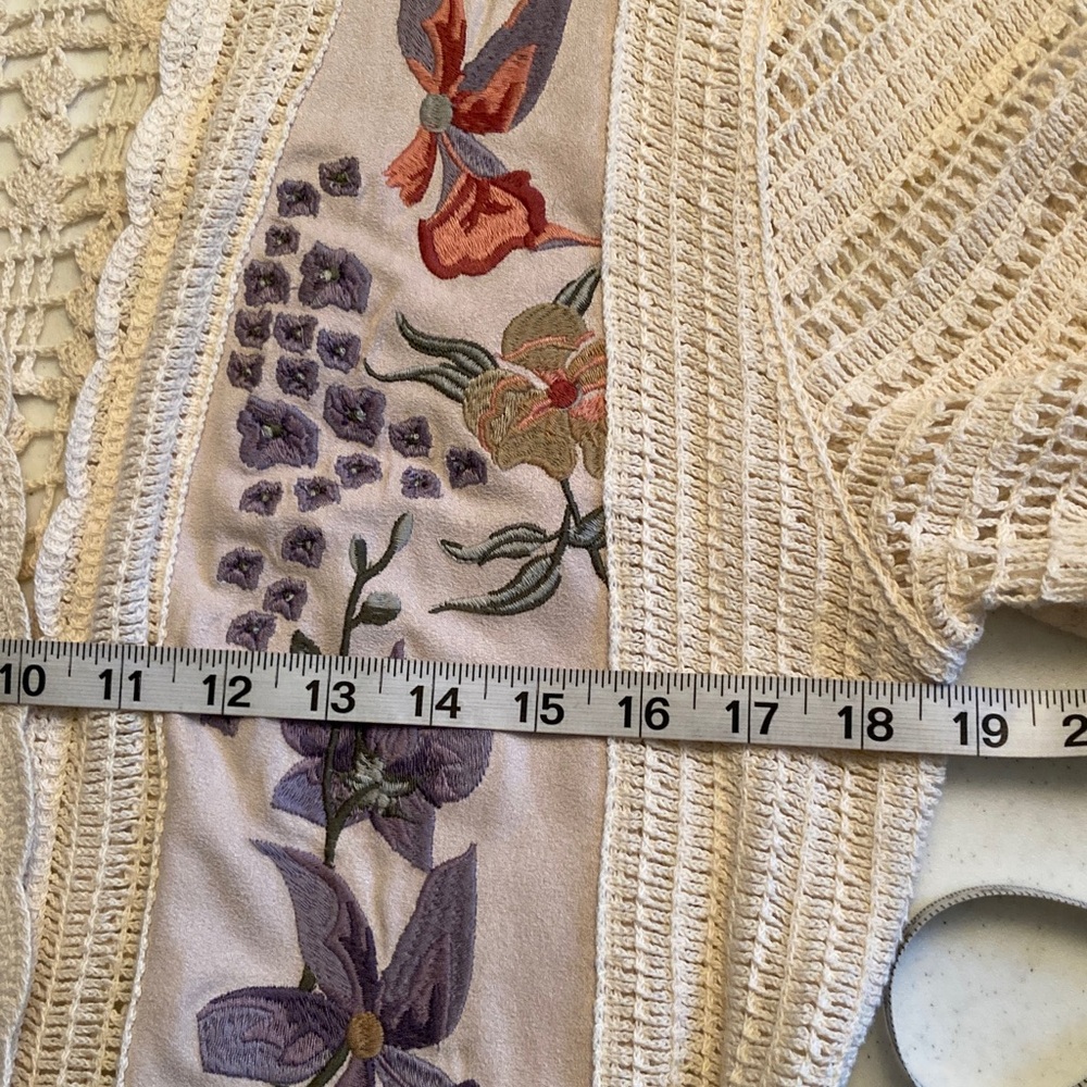 Handmade Boho Crochet Cardigan with Floral Embroidery - Picture 11 of 14